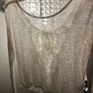 Elegant Sheer Cream Long Sleeve Top